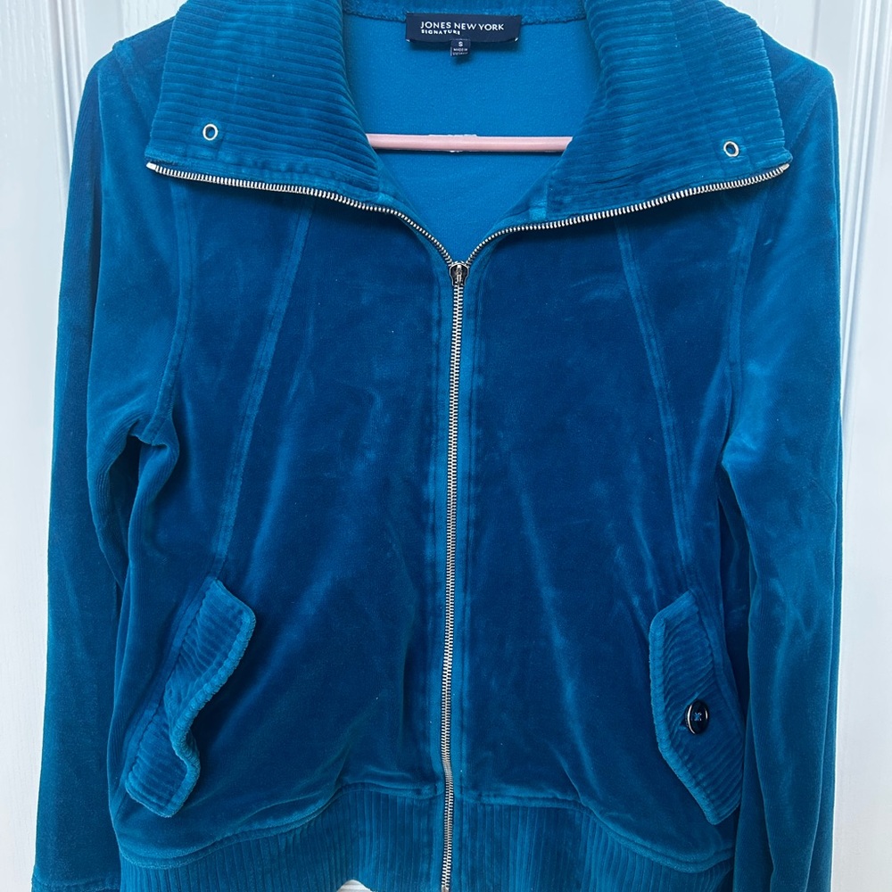 Jones New York Women's Teal Teddy Jacket